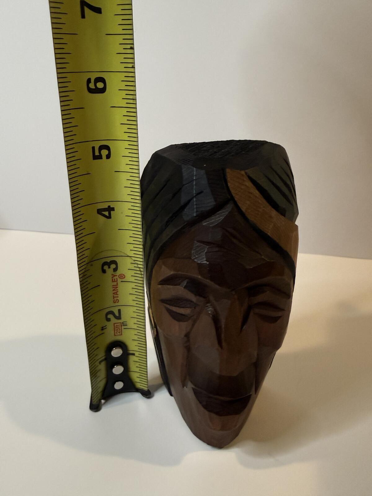 1997 Hand Carved Red Cedar Wall Mask Canada BC Signed Wanikg Folk Art 5”