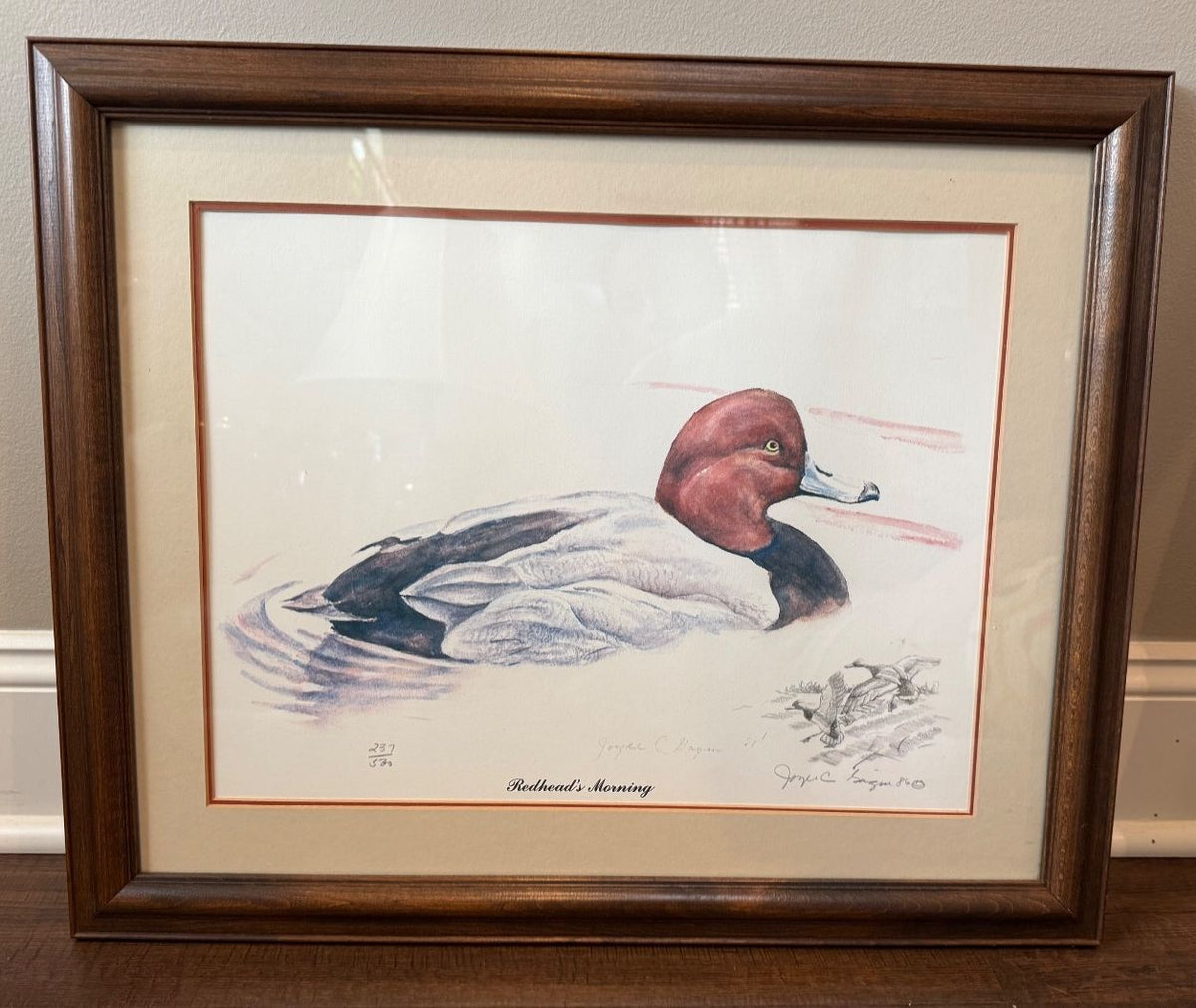 Joyce C Gagen Redhead’s Morning Signed Limited Edition Duck Print 237/500 1980