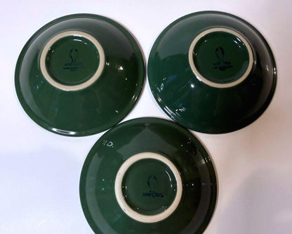 Anfora Mexico Green Stoneware Soup Cereal Bowls Set of 3 Restaurant Ware 2011