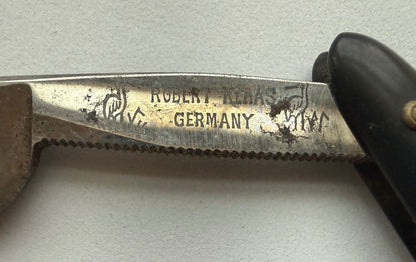 Vintage Robert Klaas Solingen Germany Straight Razor Carbon Steel Black Handle