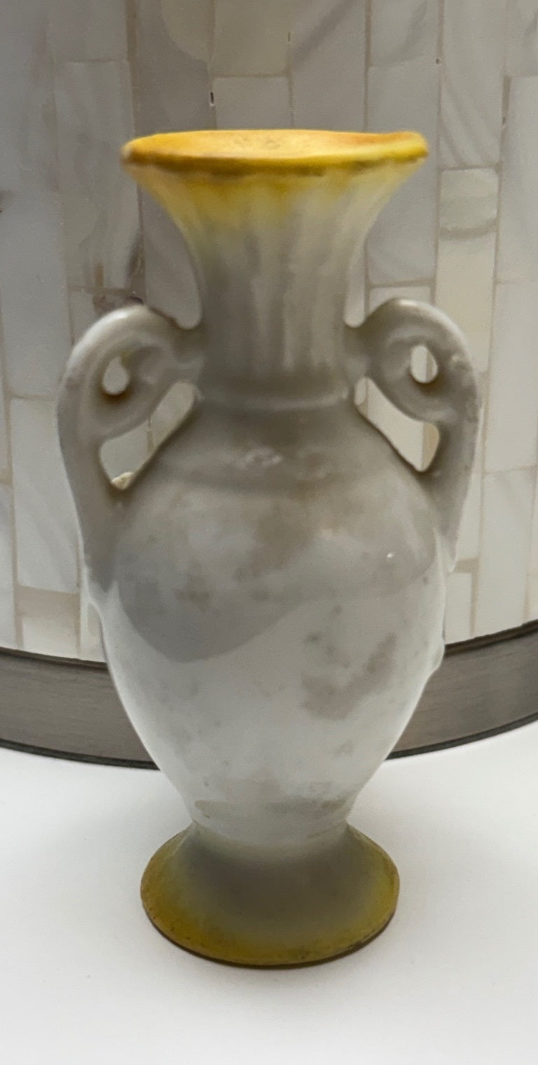 Vintage Occupied Japan Mini Vase Applied Flowers Double Handle 4” – alternate product view 5 of 6