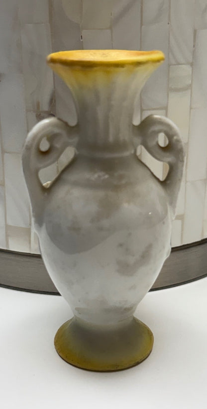 Vintage Occupied Japan Mini Vase Applied Flowers Double Handle 4” – alternate product view 5 of 6
