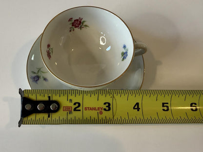 Johann Haviland Bavaria Germany Tea Cup & Saucer Floral Gold Tri