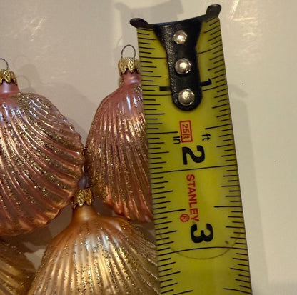 Vintage Colombia Glass Shell Christmas Ornaments Pink Gold Glitter Lot of 7 – alternate product view 10 of 10