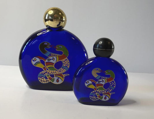 Vintage Niki de Saint Phalle Cobalt Blue Snake Perfume Bottles Set of 2