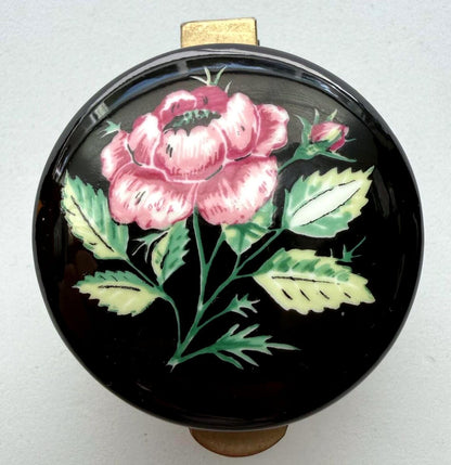 Falcon China Staffordshire England Rose Trinket Box Porcelain Brass Hinged