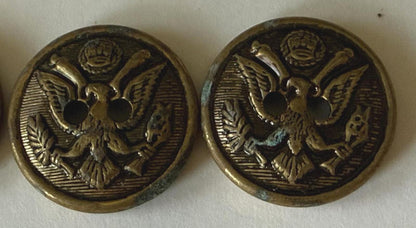 Lot of 7 Vintage Brass Tone Eagle Shield Sew Through Buttons Patriotic