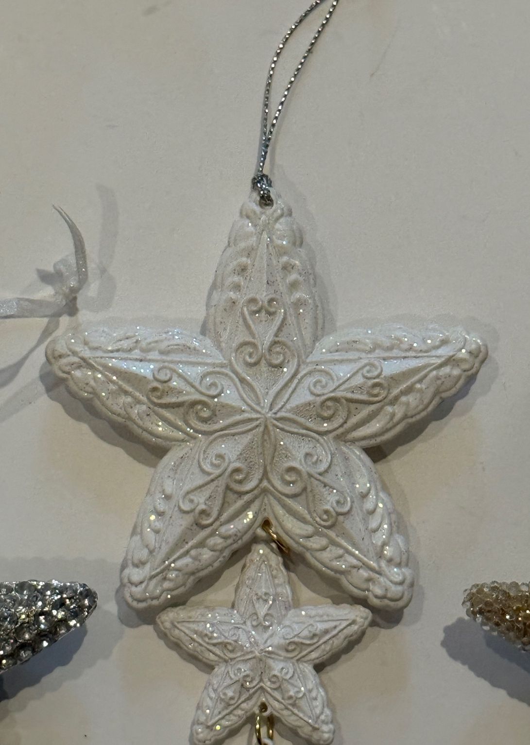 Set of 3 Sparkling Star Christmas Ornaments – Rhinestone, Beaded & Cascading – alternate product view 4 of 7