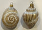 Vintage Poland Glass Seashell Christmas Ornaments Conch Spiral Shell Set 2