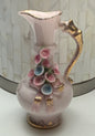 Vintage Lefton China Pink Floral Pitcher Vase Hand Painted Japan 4”