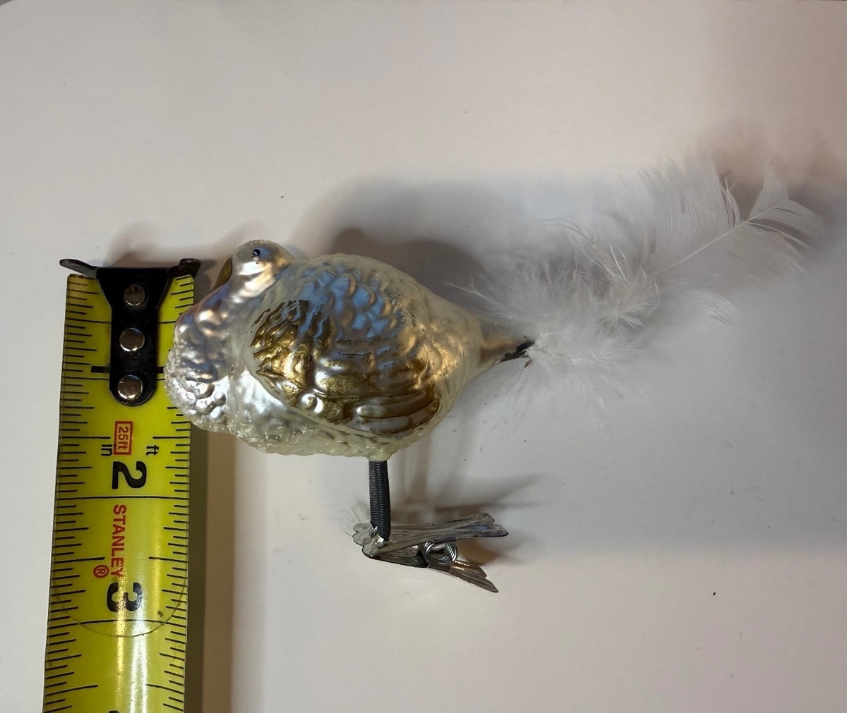 Vintage German Glass Turkey Ornament Clip-On Feather Tail 1950s – alternate product view 11 of 11