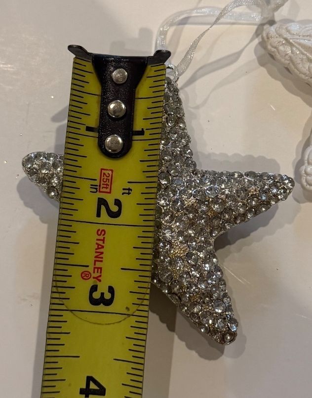Set of 3 Sparkling Star Christmas Ornaments – Rhinestone, Beaded & Cascading – alternate product view 6 of 7