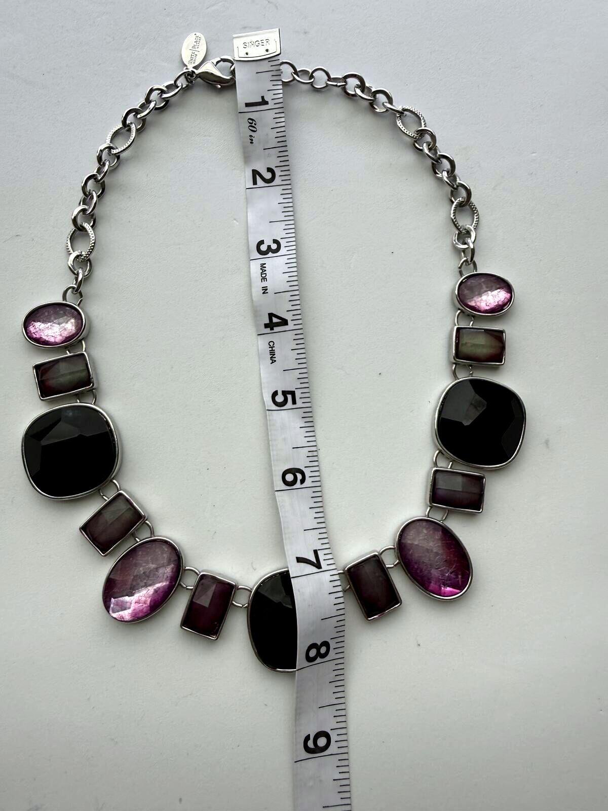White House Black Market Purple Black Faceted Statement Necklace WHNM