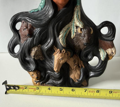 Vintage Southwestern Native American Spirit Animals Sculpture Wolf Buffalo Eagle
