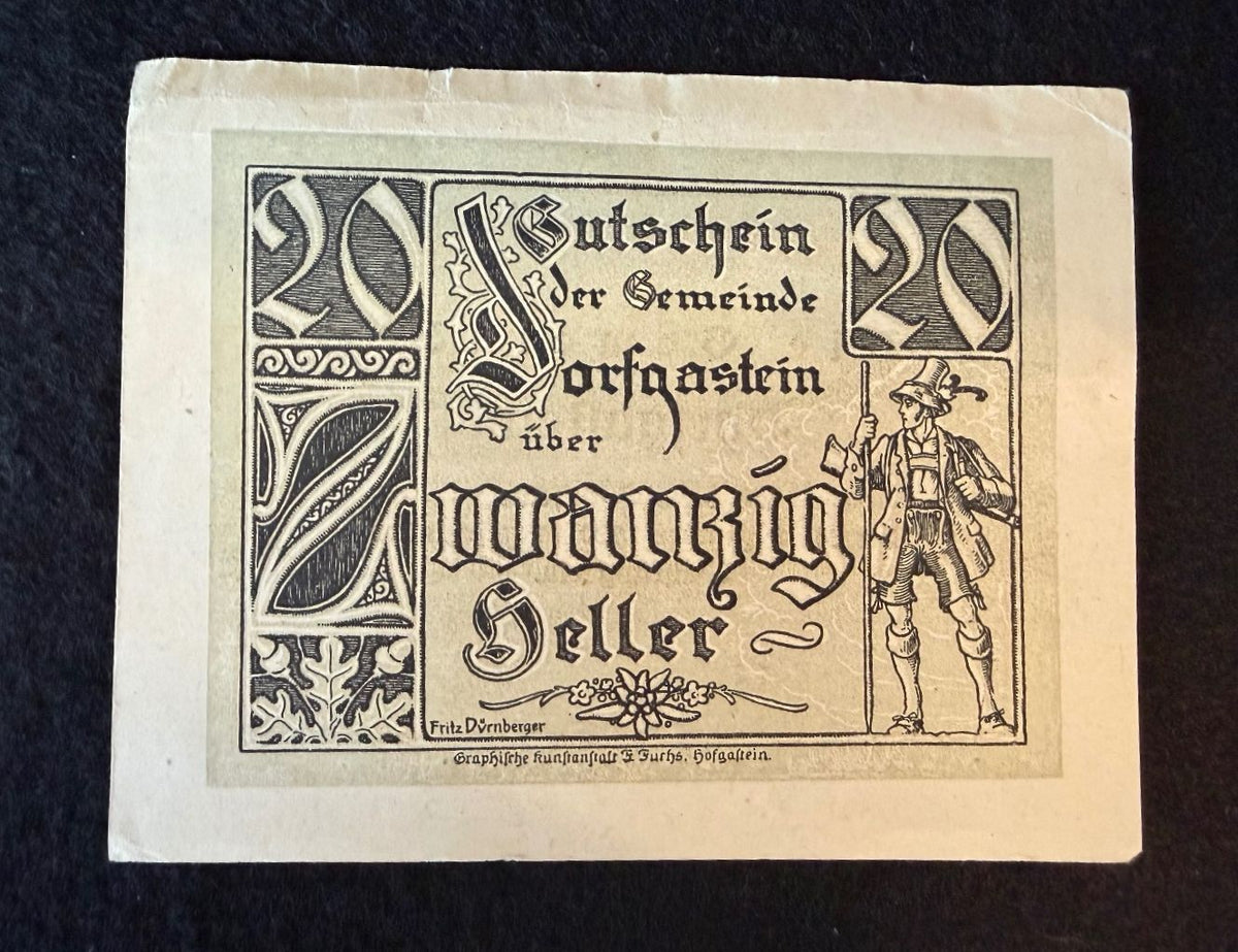 1920 Austria Puchberg 20 Heller Notgeld Note — product photograph 1