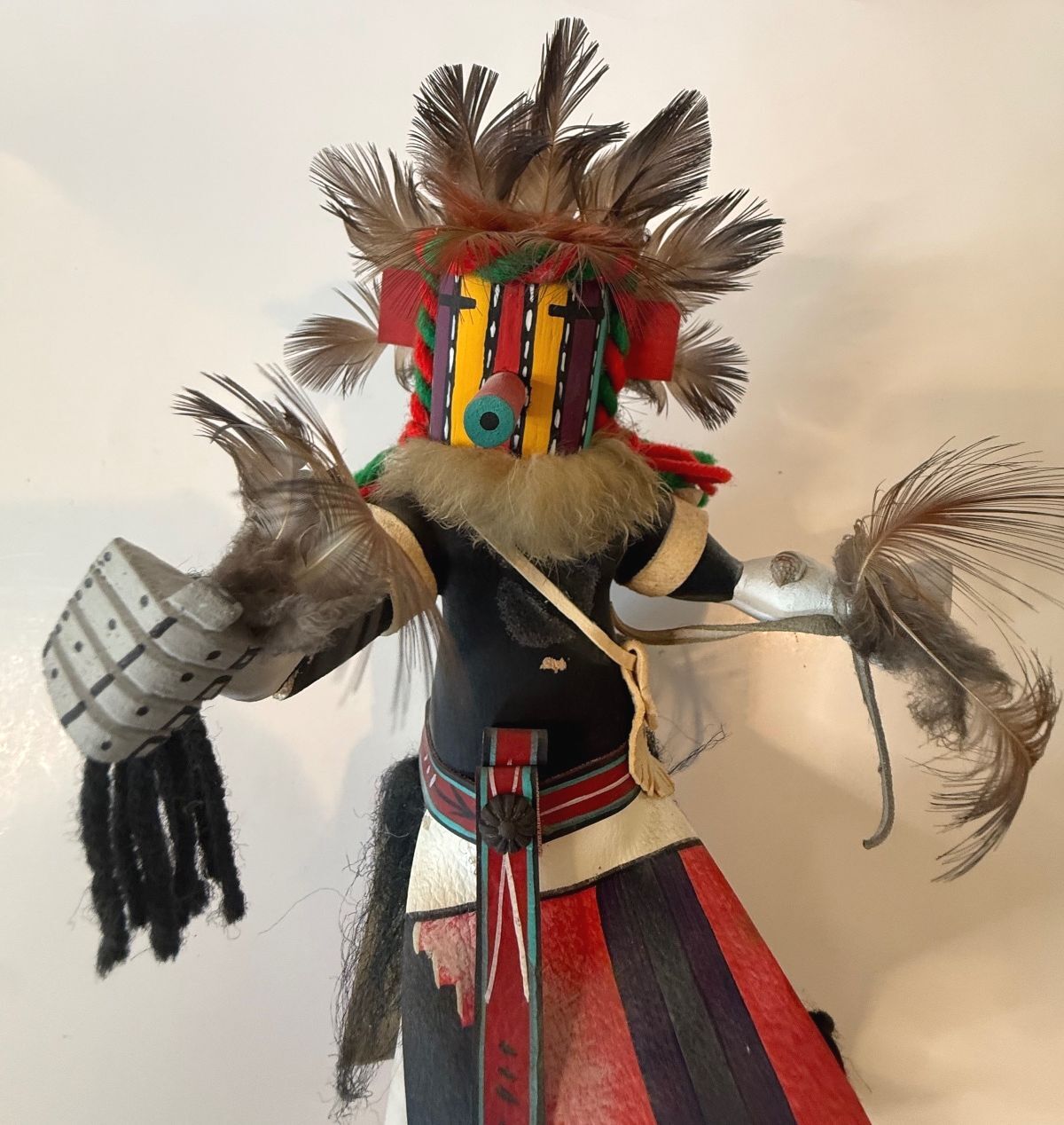 Signed Helene & Haviat Spencer Hopi Kachina Doll 12” Feathered Katsina