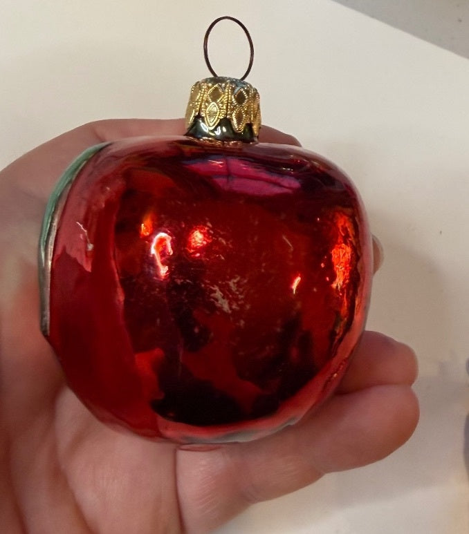 2 Vintage West Germany Glass Fruit Christmas Ornaments Apple Pear – alternate product view 4 of 9