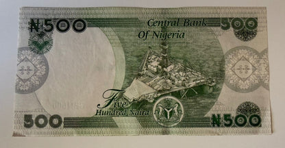 Nigeria 2022 500 Naira P-48a Nnamdi Azikiwe Oil Rig Banknote - 165 – alternate product view 2 of 2