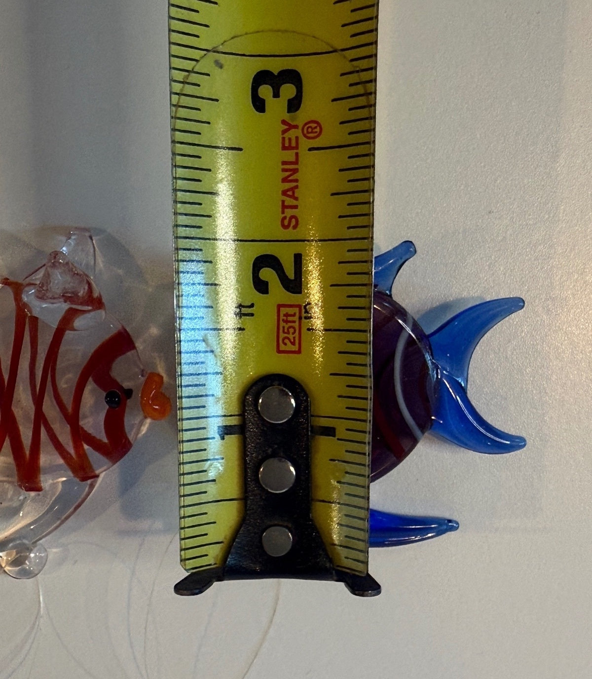 Vintage Taiwan ROC Hand Blown Glass Fish Ornaments Pair Tropical Fish