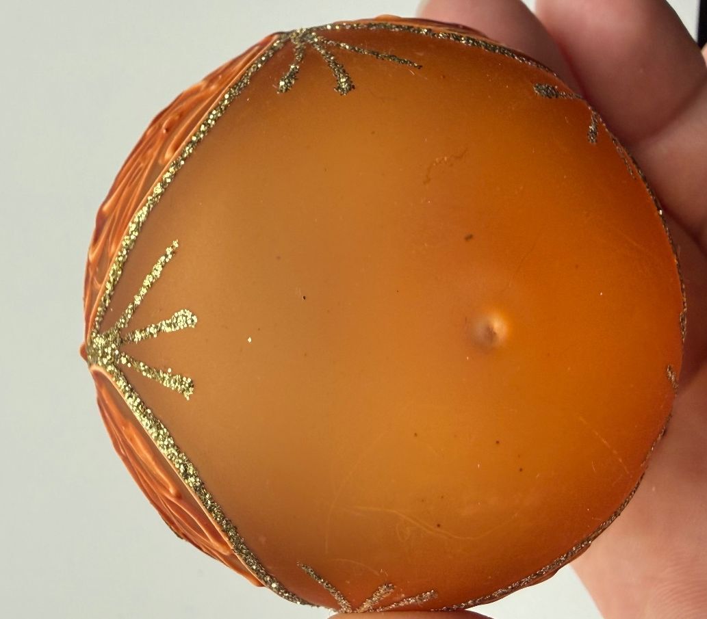 Vintage Slovakia Blown Glass Christmas Ornament Copper Gold Glitter Hand-Painted – alternate product view 3 of 4