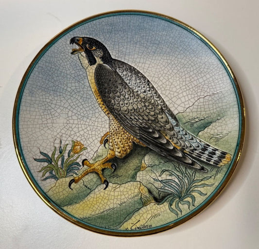 1973 Veneto Flair Peregrine Falcon Bird Plate V Tiziano Italy #592/2000