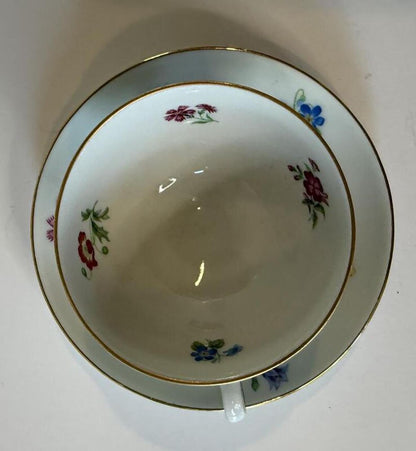 Johann Haviland Bavaria Germany Tea Cup & Saucer Floral Gold Tri
