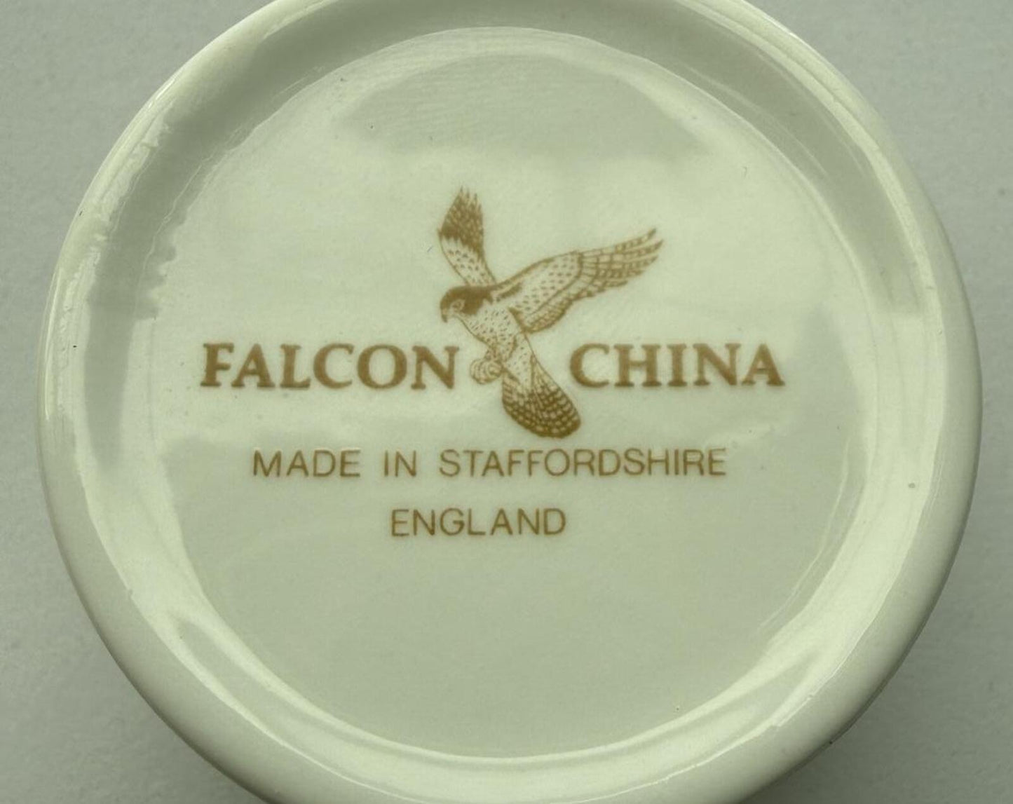 Falcon China Staffordshire England Rose Trinket Box Porcelain Brass Hinged