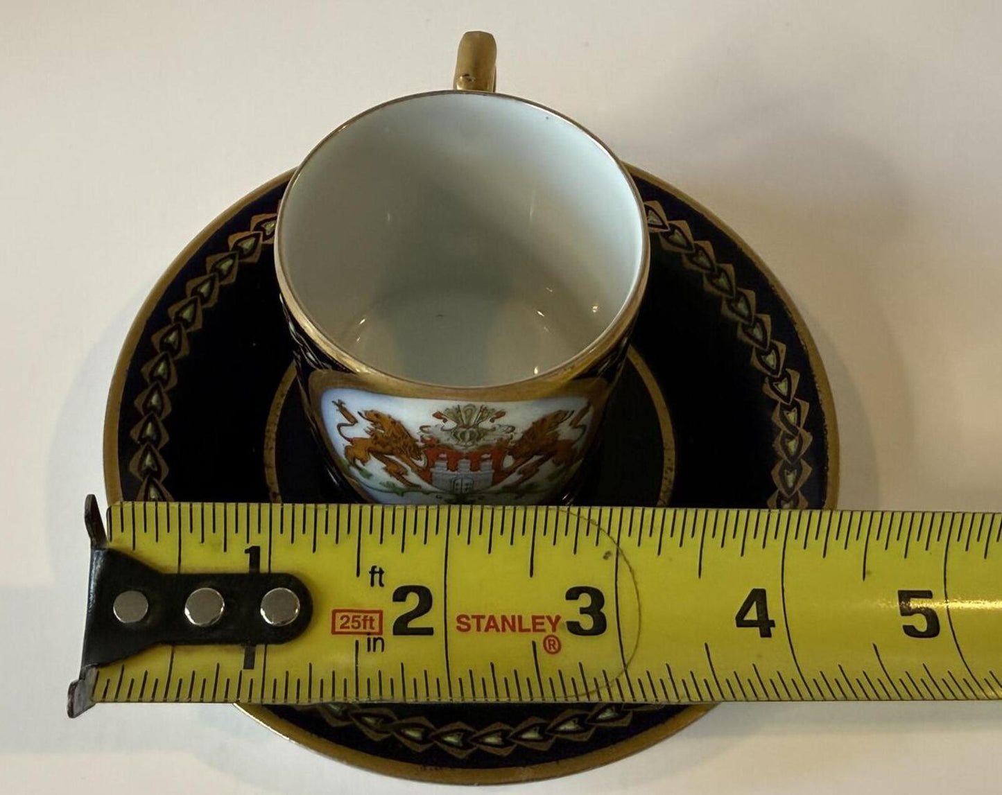 Antique Hamburg Germany Souvenir Cup & Saucer Cobalt Gold Gilt