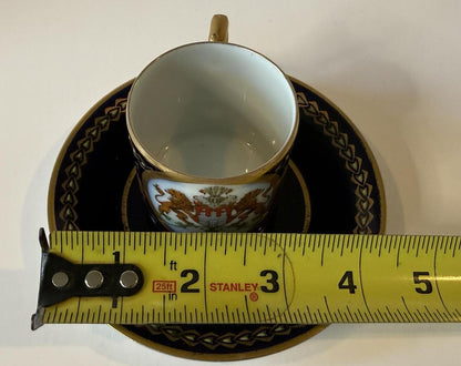 Antique Hamburg Germany Souvenir Cup & Saucer Cobalt Gold Gilt