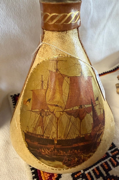 Vintage Fausto Contini Genuine Leather Sailing Ship Decanter – Florence, Italy – alternate product view 2 of 9