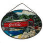 Vintage Coca-Cola Covered Bridge Faux Stained Glass Wall Hanging