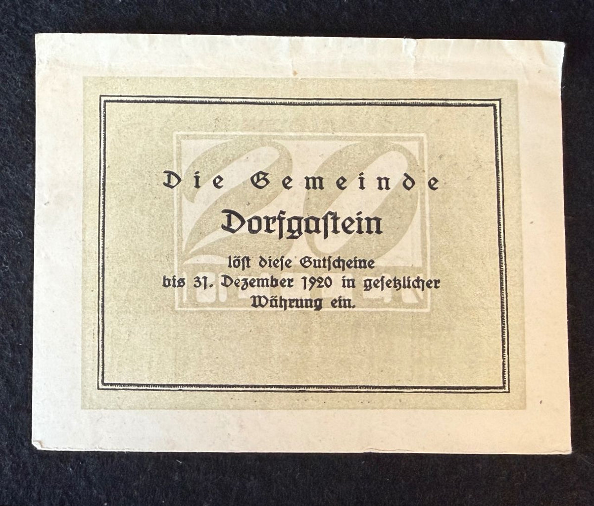 1920 Austria Puchberg 20 Heller Notgeld Note — product photograph 4