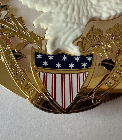 Vintage Patriotic Christmas Ornament Lot – White House & American Flag Baldwin