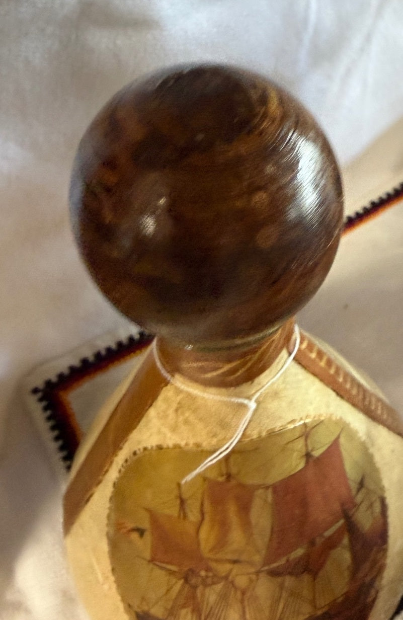 Vintage Fausto Contini Genuine Leather Sailing Ship Decanter – Florence, Italy – alternate product view 3 of 9