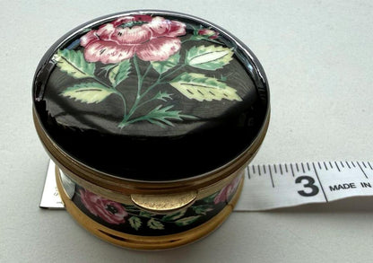 Falcon China Staffordshire England Rose Trinket Box Porcelain Brass Hinged