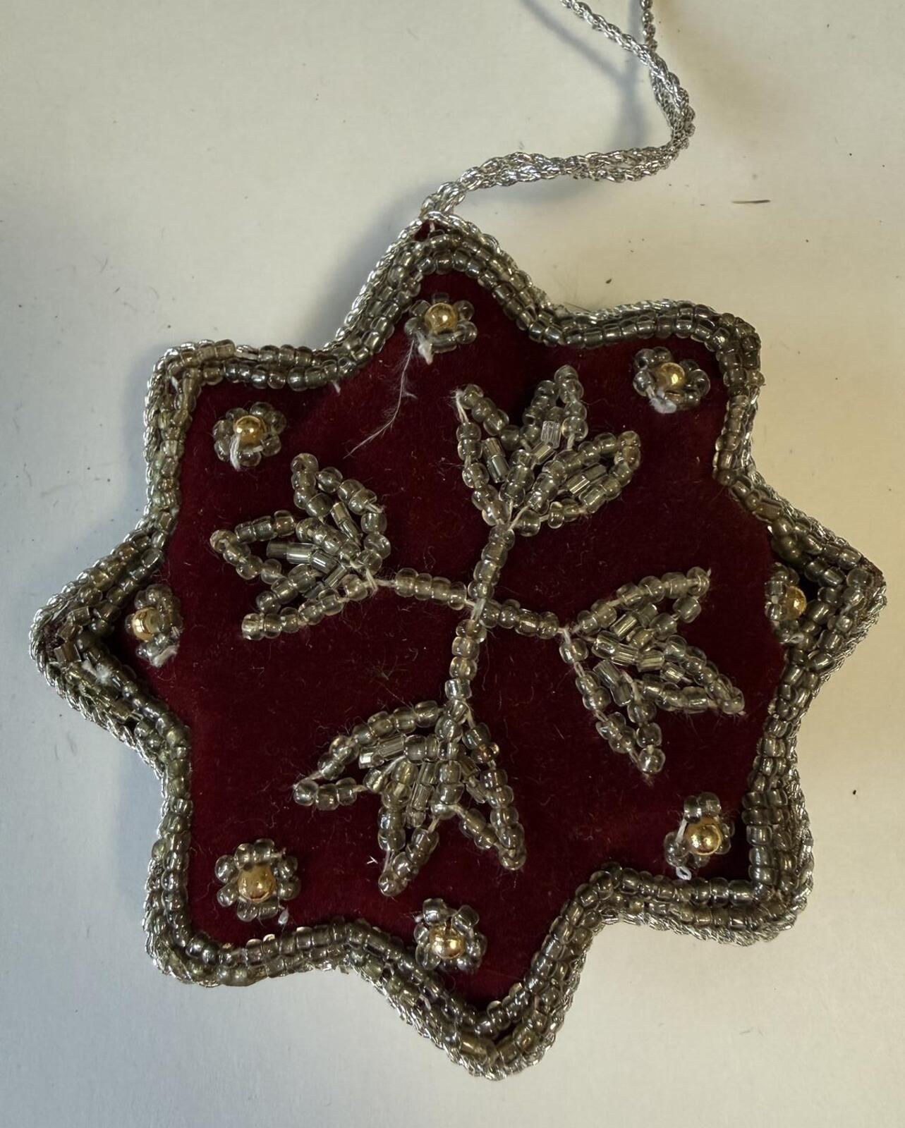 Vintage Handcrafted Christmas Ornament Lot – 9 Pieces – Beaded, Embroidered