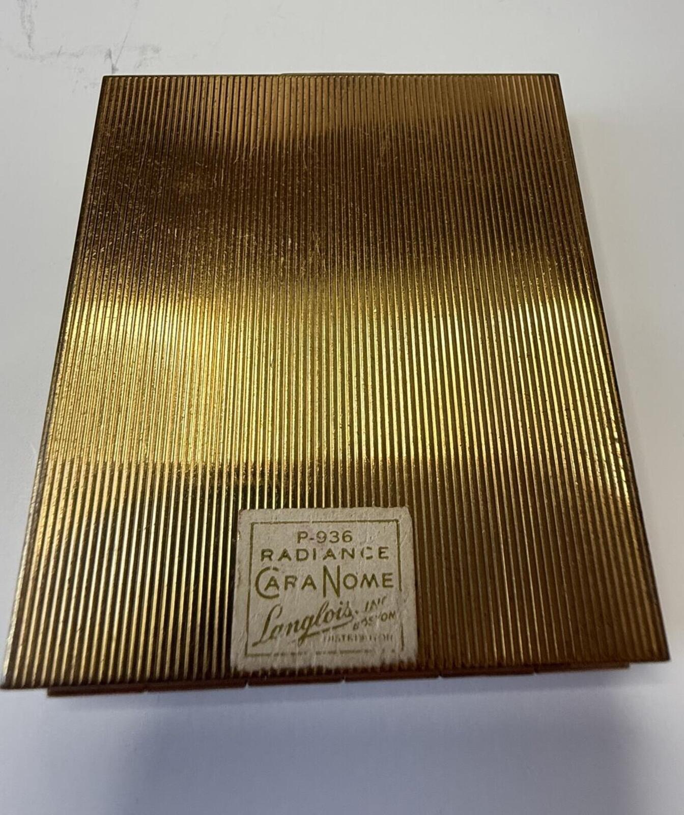 Vintage Langlois Boston Dist Cara Nome Compact Powder Makeup Case Gold Tone