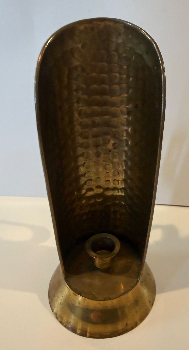 Vintage India Hammered Brass Wall Candle Sconce Taper Holder 9” MCM Boho – alternate product view 5 of 10