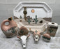 Vintage 1992 Southwest Desert Pottery Set Cactus Longhorn Art 7pcs
