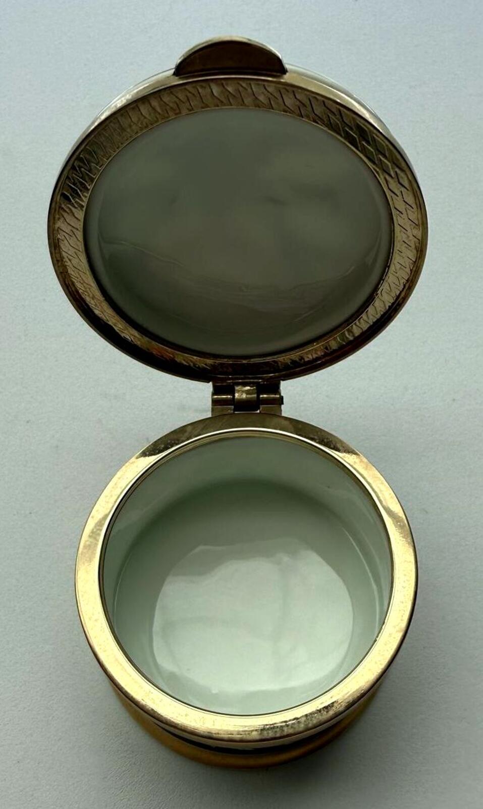 Falcon China Staffordshire England Rose Trinket Box Porcelain Brass Hinged