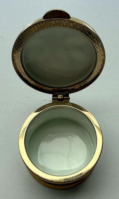 Falcon China Staffordshire England Rose Trinket Box Porcelain Brass Hinged