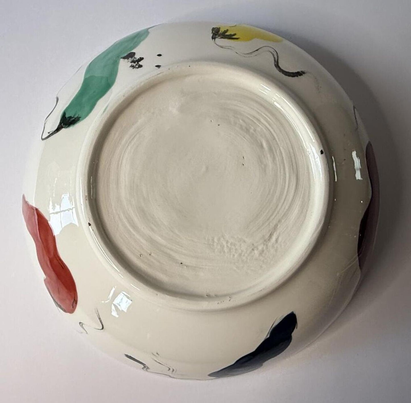 Hand Painted Southwestern Chili Pepper Ceramic Bowl 12” Folk Art Pottery