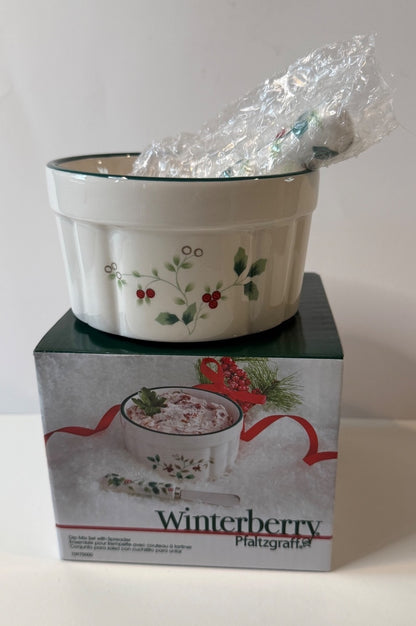 Pfaltzgraff Winterberry Dip Bowl & Spreader Set w/ Original Box