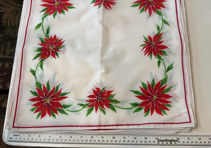 Vintage Christmas Poinsettia Cloth Napkins – Set of 18 – Red Green Holiday