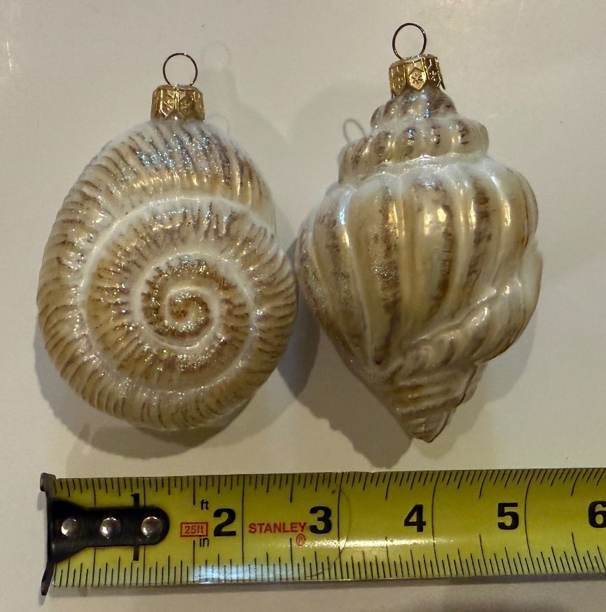 Vintage Poland Glass Seashell Christmas Ornaments Conch Spiral Shell Set 2 – alternate product view 9 of 9