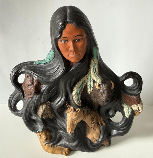Vintage Southwestern Native American Spirit Animals Sculpture Wolf Buffalo Eagle