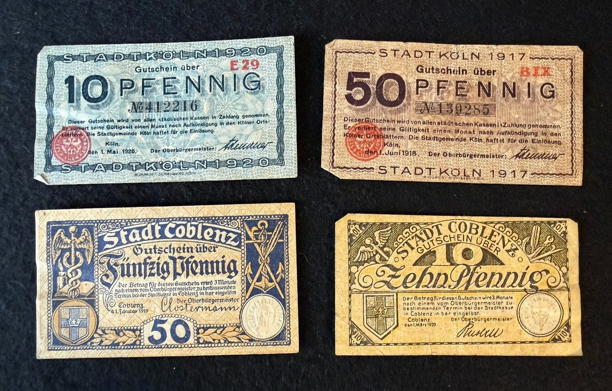 1917–1920 Köln & Coblenz Notgeld – Four-Note Lot — product photograph 1