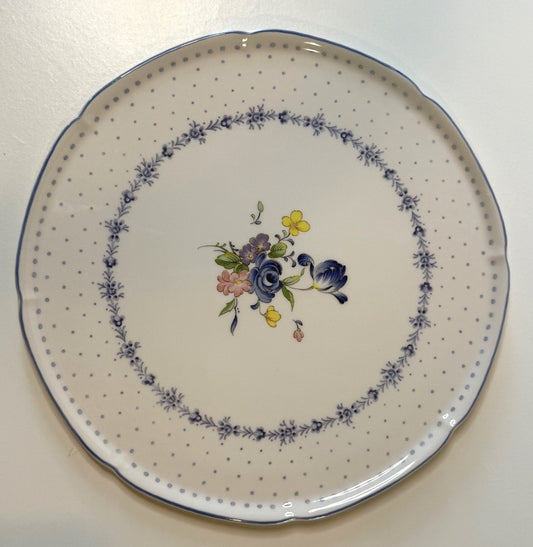 Nikko Blue Peony 10” Cake Serving Plate Japan Discontinued Floral China