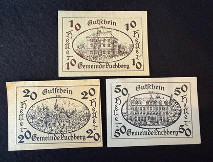 Austria Puchberg Notgeld – 10, 20 & 50 Heller Set c.1921 — product photograph 1