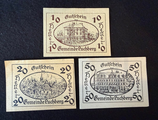 Austria Puchberg Notgeld – 10, 20 & 50 Heller Set c.1921 — product photograph 1